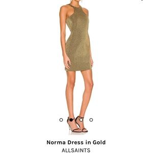 ALL SAINTS GOLD NORMA MINIDRESS, size 4